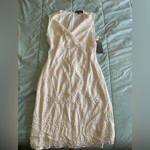 Brand New White Dress(Sharagano), Size M – Elegant and Chic